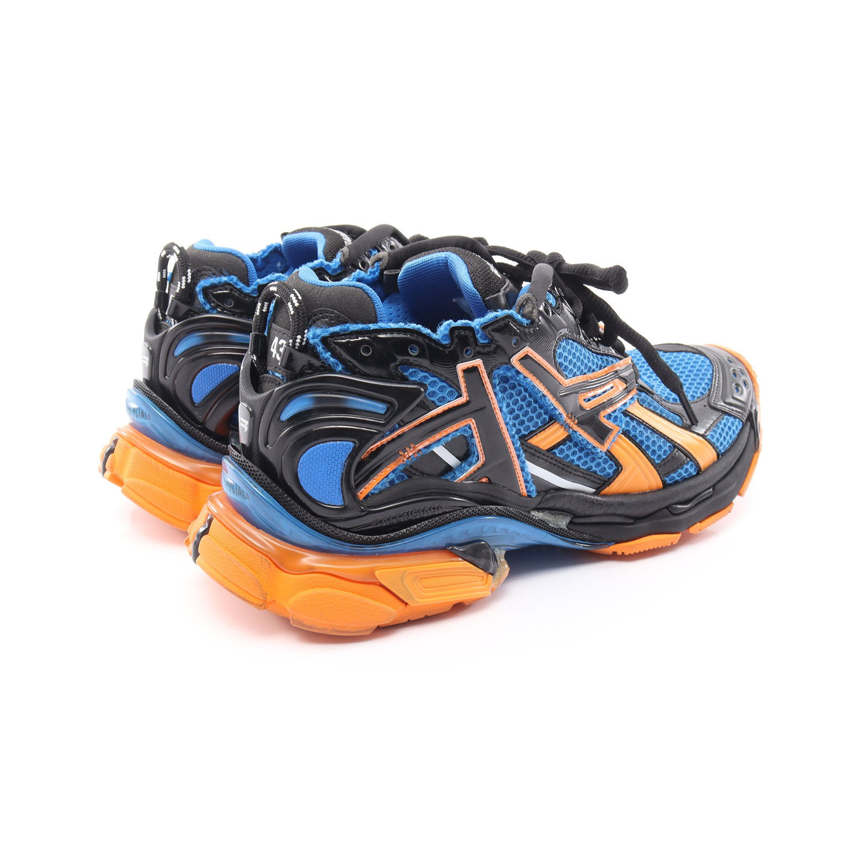 RUNNER ランナー ユーズド加工 スニーカー ファブリック レザー ブルー ブラック オレンジ バレンシアガ シューズ BALENCIAGA