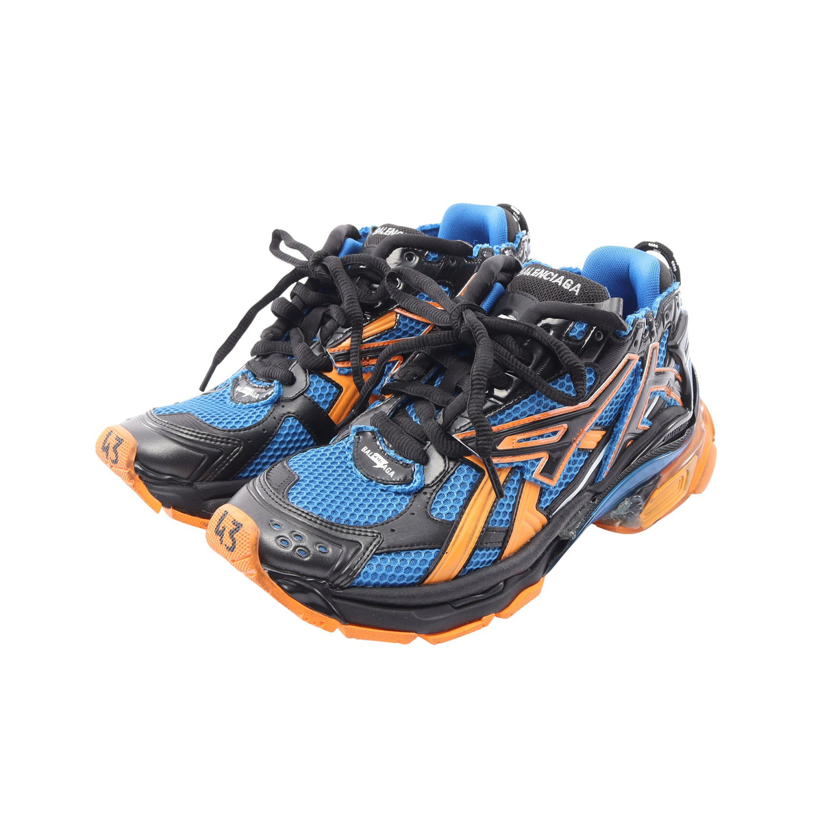 RUNNER ランナー ユーズド加工 スニーカー ファブリック レザー ブルー ブラック オレンジ バレンシアガ シューズ BALENCIAGA
