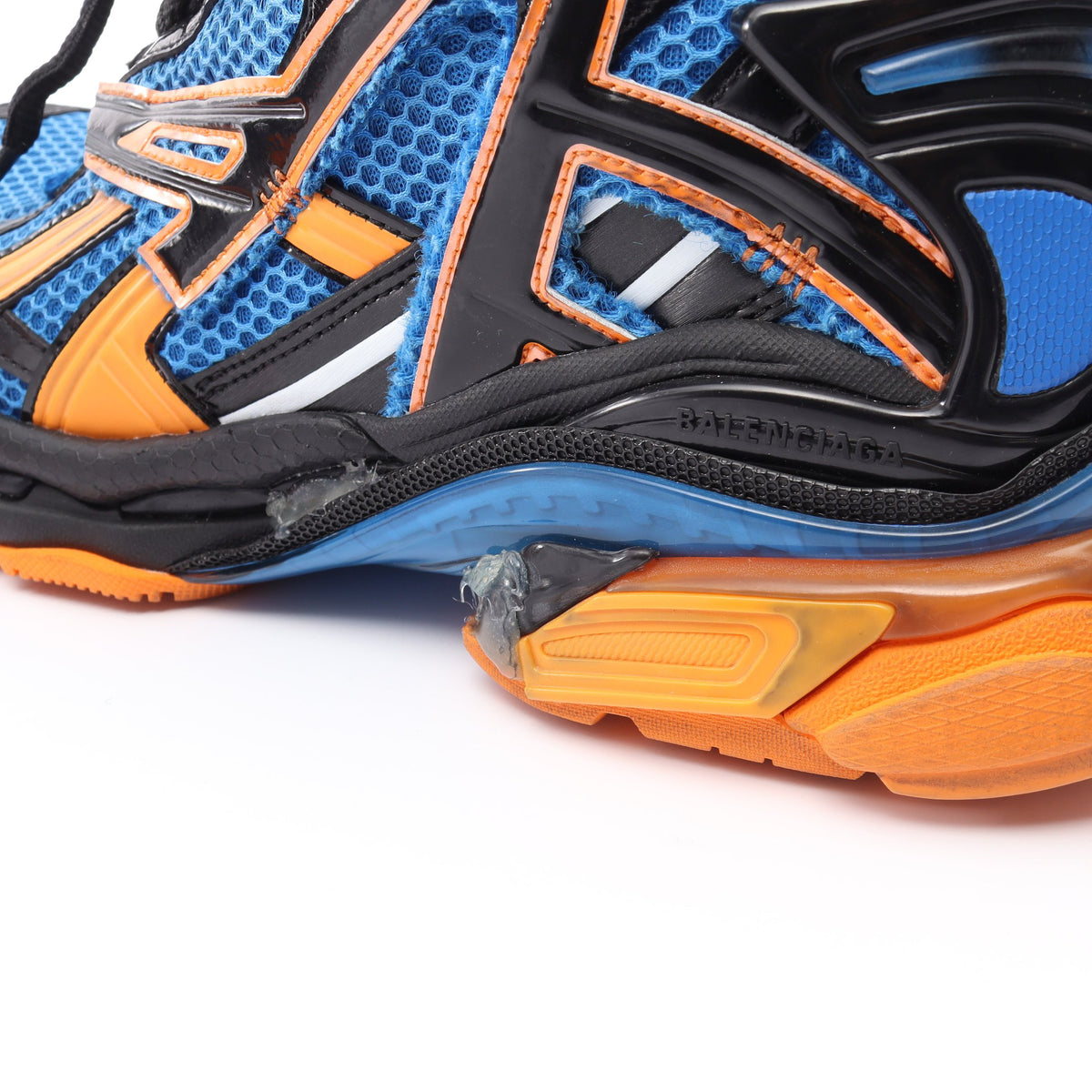 RUNNER ランナー ユーズド加工 スニーカー ファブリック レザー ブルー ブラック オレンジ バレンシアガ シューズ BALENCIAGA