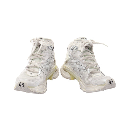 RUNNER HIGHTOP ユーズド加工 ハイカットスニーカー ファブリック レザー オフホワイト バレンシアガ シューズ BALENCIAGA