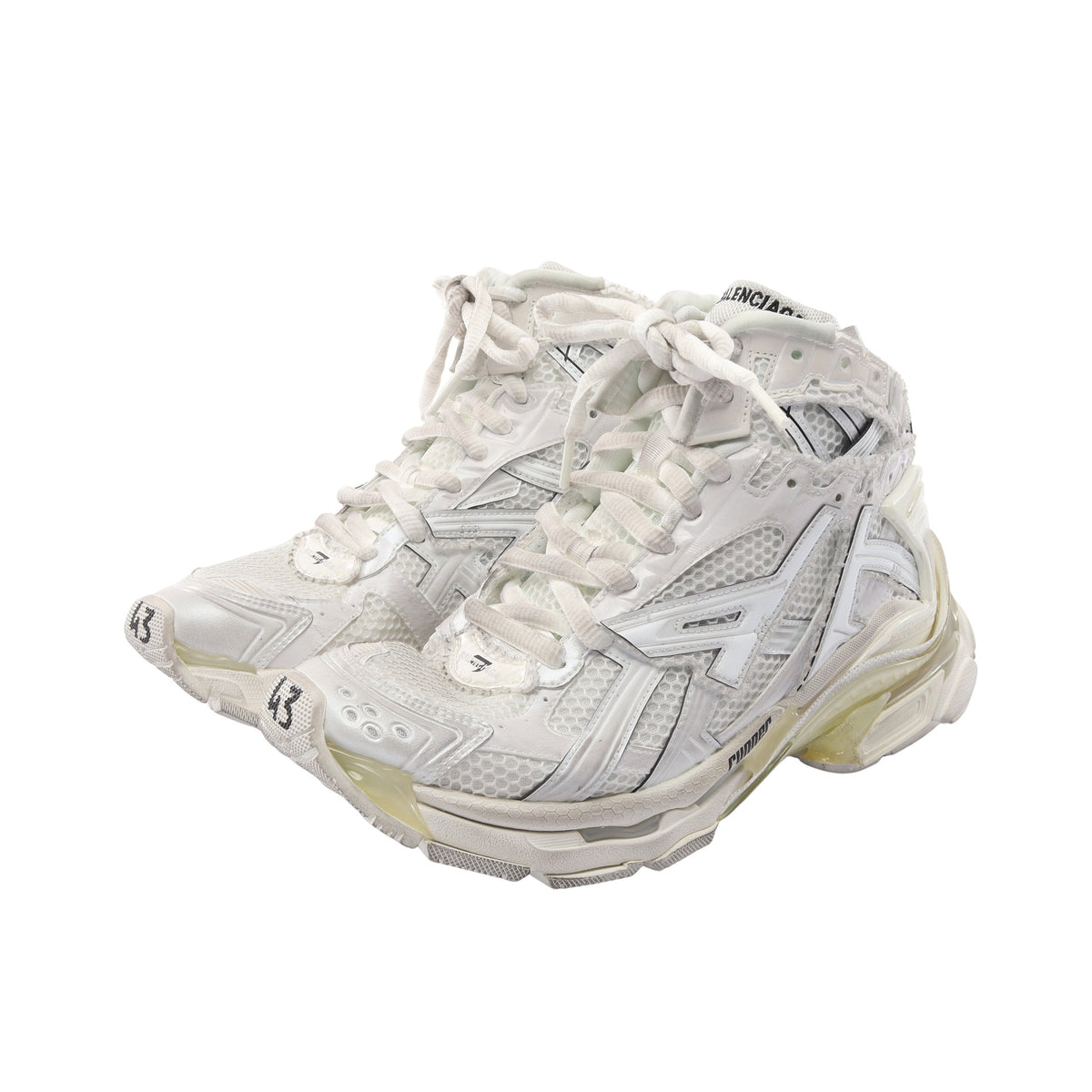 RUNNER HIGHTOP ユーズド加工 ハイカットスニーカー ファブリック レザー オフホワイト バレンシアガ シューズ BALENCIAGA