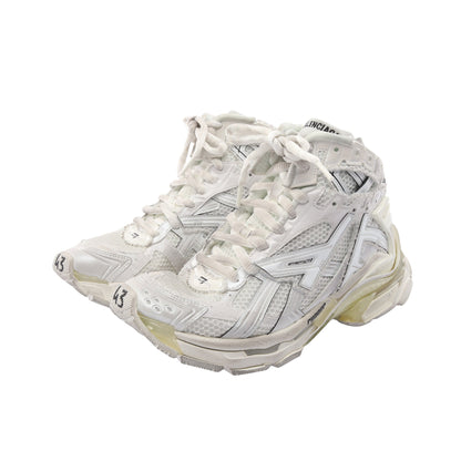 RUNNER HIGHTOP ユーズド加工 ハイカットスニーカー ファブリック レザー オフホワイト バレンシアガ シューズ BALENCIAGA