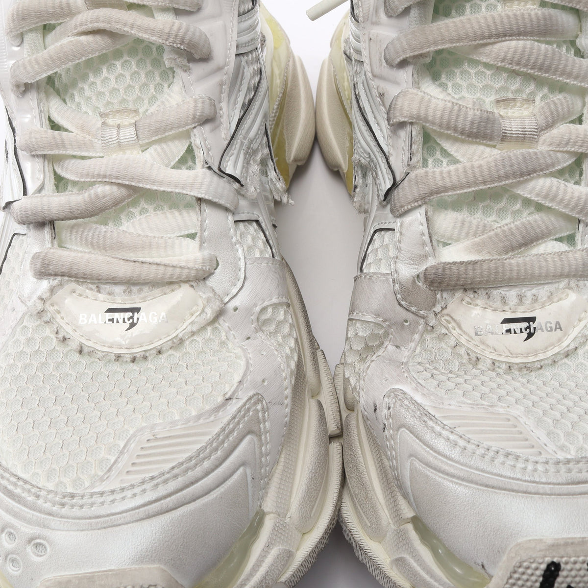 RUNNER HIGHTOP ユーズド加工 ハイカットスニーカー ファブリック レザー オフホワイト バレンシアガ シューズ BALENCIAGA