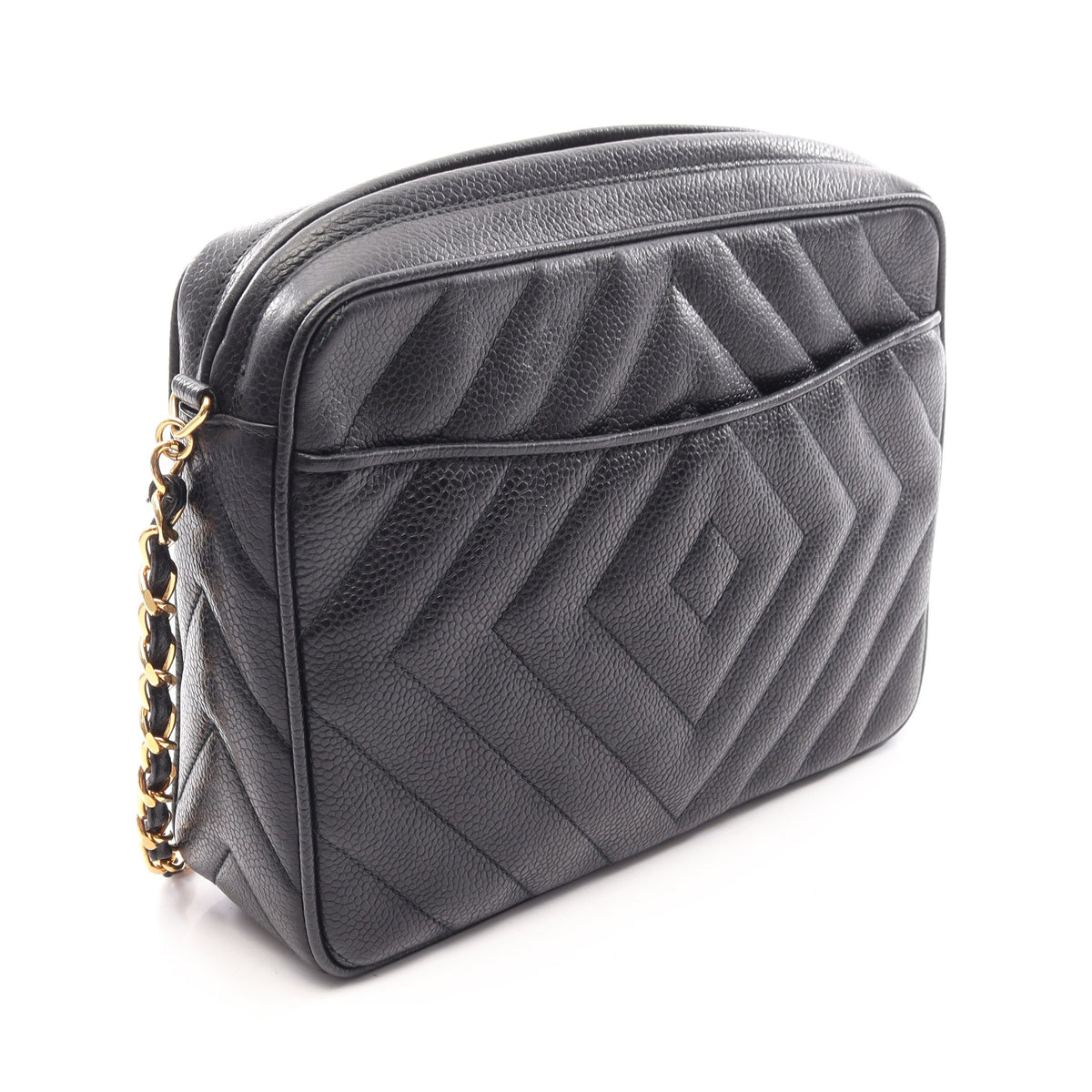 ダイヤステッチ ココマーク チェーンショルダーバッグ キャビアスキン ブラック ゴールド金具 シャネル バッグ CHANEL