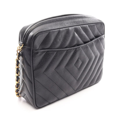 ダイヤステッチ ココマーク チェーンショルダーバッグ キャビアスキン ブラック ゴールド金具 シャネル バッグ CHANEL