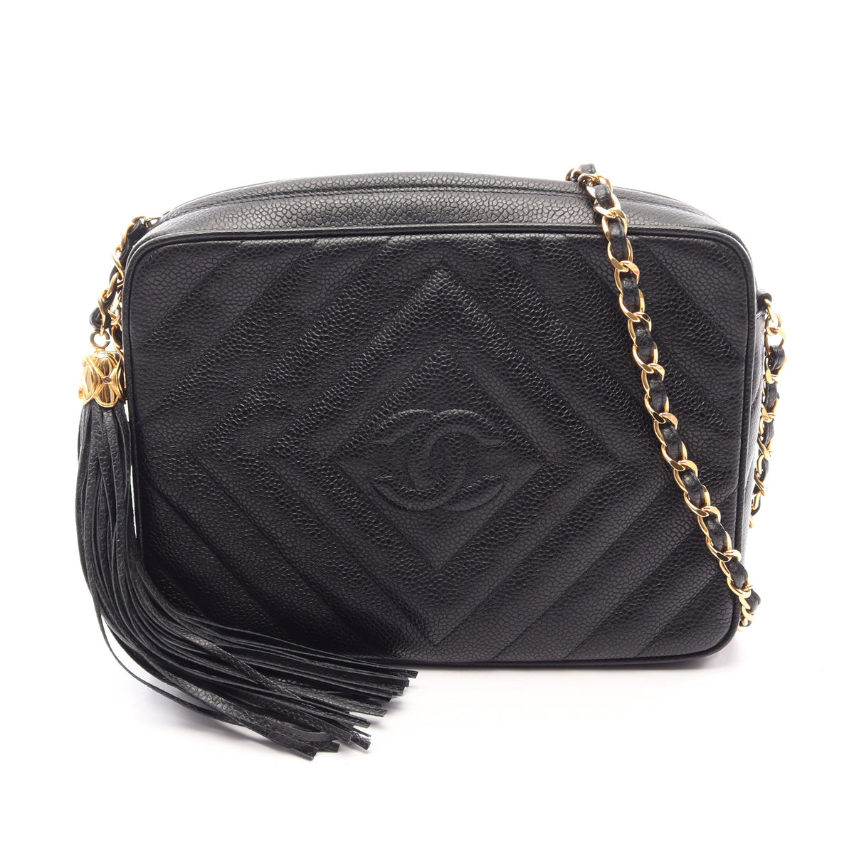 ダイヤステッチ ココマーク チェーンショルダーバッグ キャビアスキン ブラック ゴールド金具 シャネル バッグ CHANEL