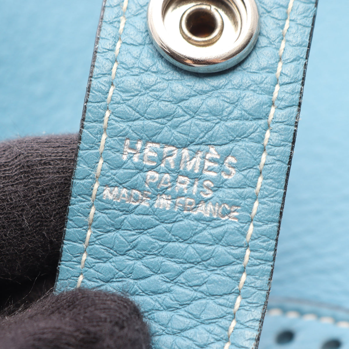 ロデオドゥ ブルージーン ショルダーバッグ フィヨルド ブルー シルバー金具 □O刻印 エルメス バッグ HERMES