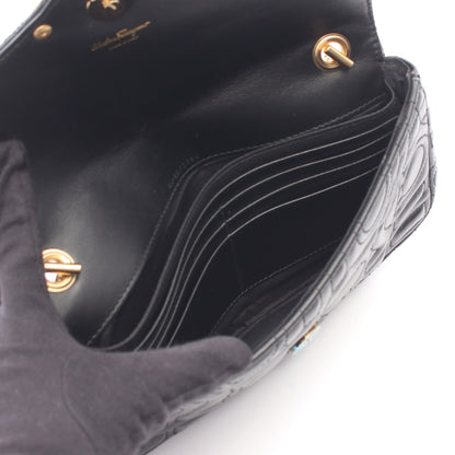 ガンチーニ チェーンショルダーバッグ レザー ブラック サルヴァトーレフェラガモ バッグ Salvatore Ferragamo