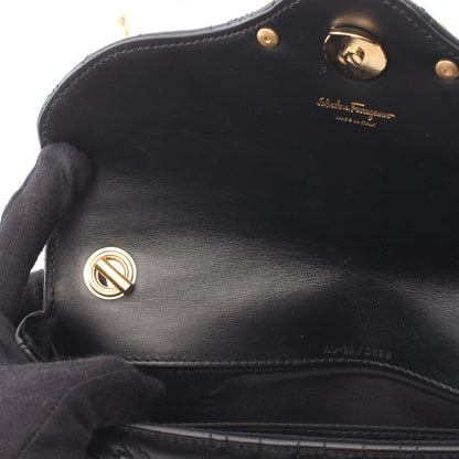 ガンチーニ チェーンショルダーバッグ レザー ブラック サルヴァトーレフェラガモ バッグ Salvatore Ferragamo