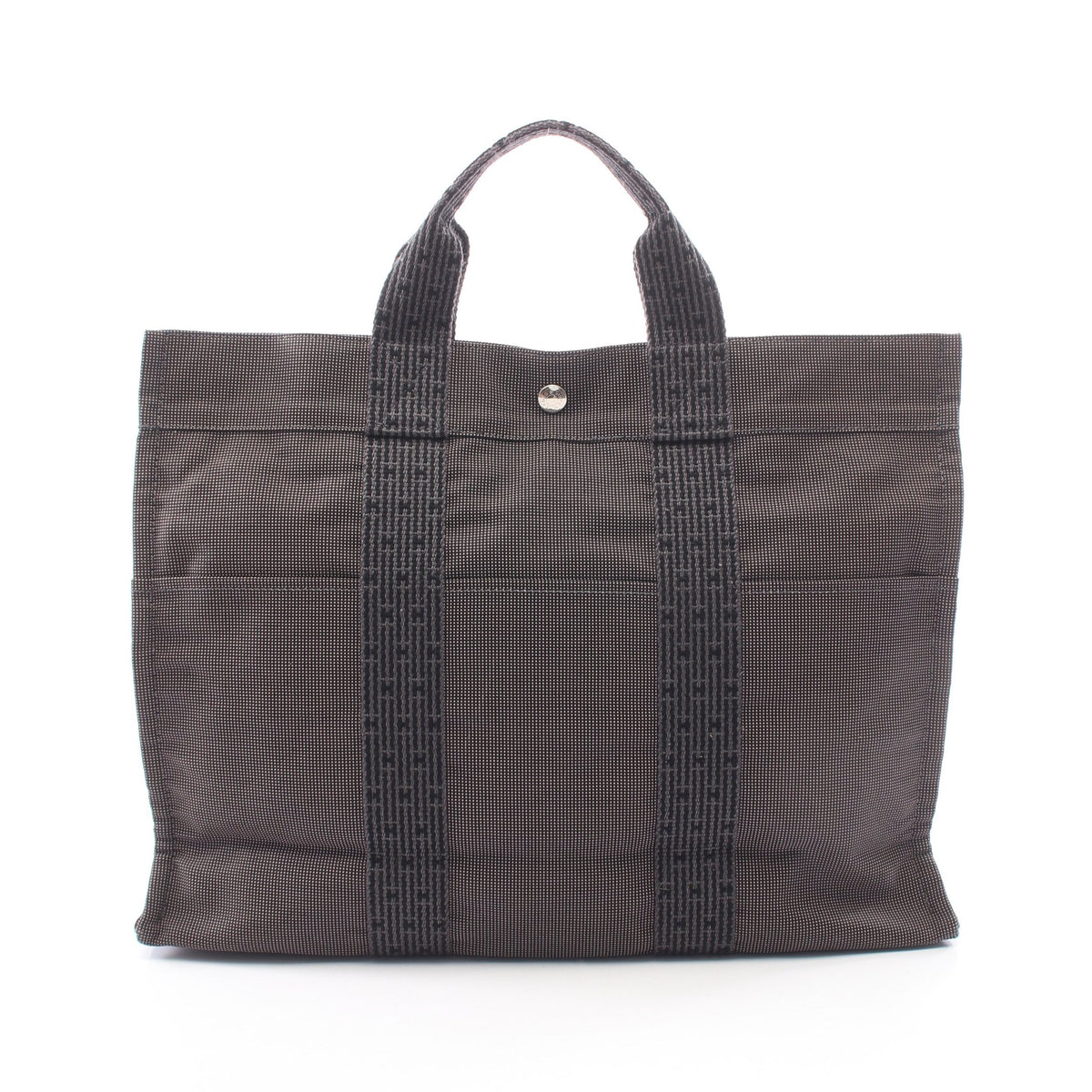エールラインMM ハンドバッグ トートバッグ ナイロンキャンバス ダークグレー シルバー金具 エルメス バッグ HERMES