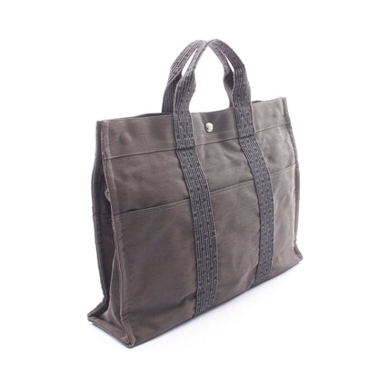 エールラインMM ハンドバッグ トートバッグ ナイロンキャンバス ダークグレー シルバー金具 エルメス バッグ HERMES