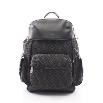 FFジャカード ドライブ ズッカ バックパック リュックサック キャンバス レザー ダークグレー ブラック フェンディ バッグ FENDI