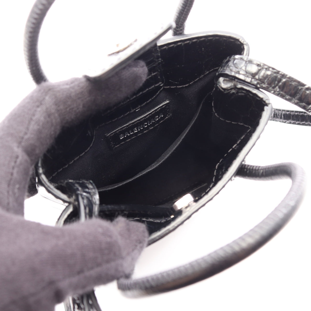 SHOPPING PHONE HOLDER ショッピング フォンフォルダー 2WAY ショルダーバッグ レオパード レザー ブラック バレンシアガ バッグ BALENCIAGA