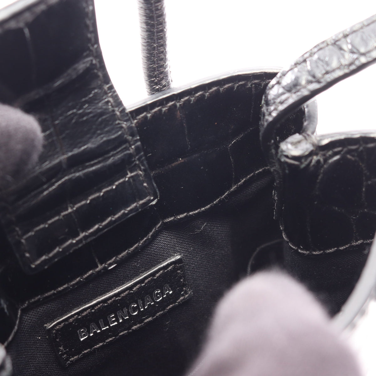 SHOPPING PHONE HOLDER ショッピング フォンフォルダー 2WAY ショルダーバッグ レオパード レザー ブラック バレンシアガ バッグ BALENCIAGA