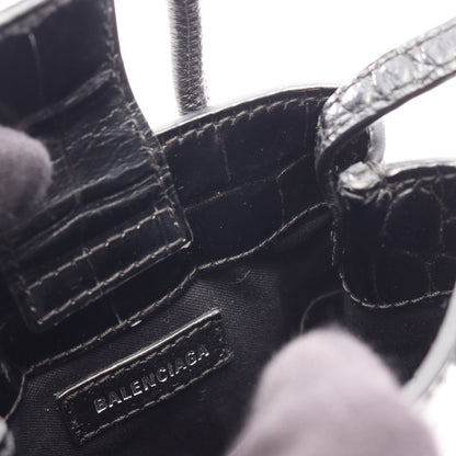 SHOPPING PHONE HOLDER ショッピング フォンフォルダー 2WAY ショルダーバッグ レオパード レザー ブラック バレンシアガ バッグ BALENCIAGA