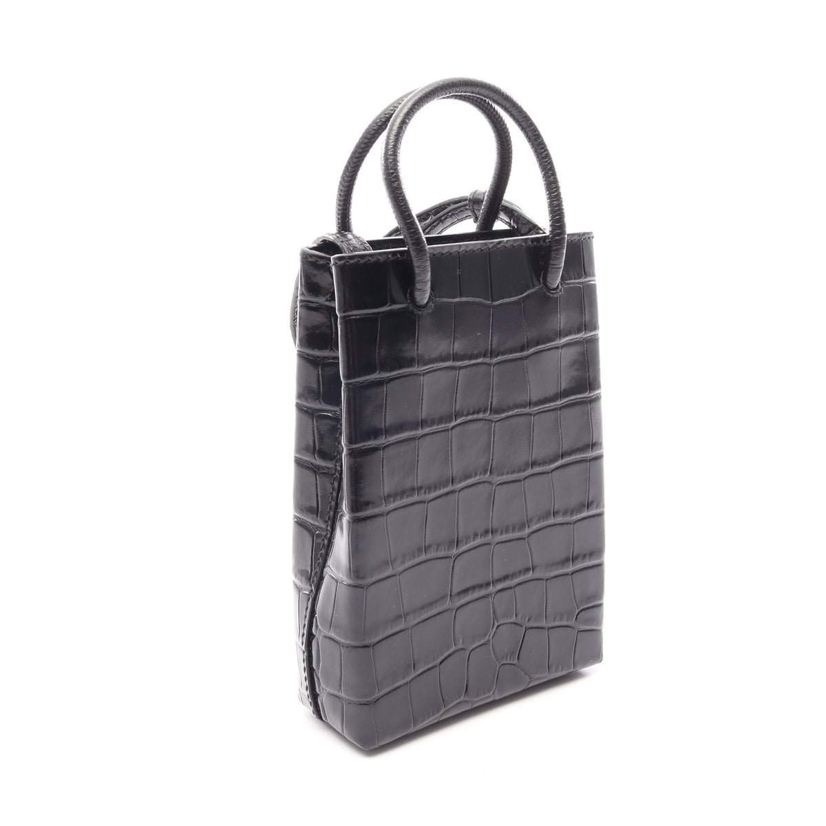 SHOPPING PHONE HOLDER ショッピング フォンフォルダー 2WAY ショルダーバッグ レオパード レザー ブラック バレンシアガ バッグ BALENCIAGA