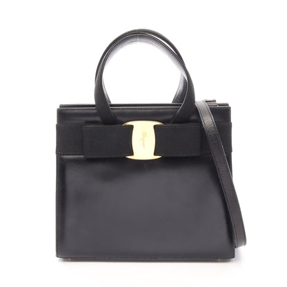 ヴァラリボン 2WAY ハンドバッグ レザー ブラック サルヴァトーレフェラガモ バッグ Salvatore Ferragamo