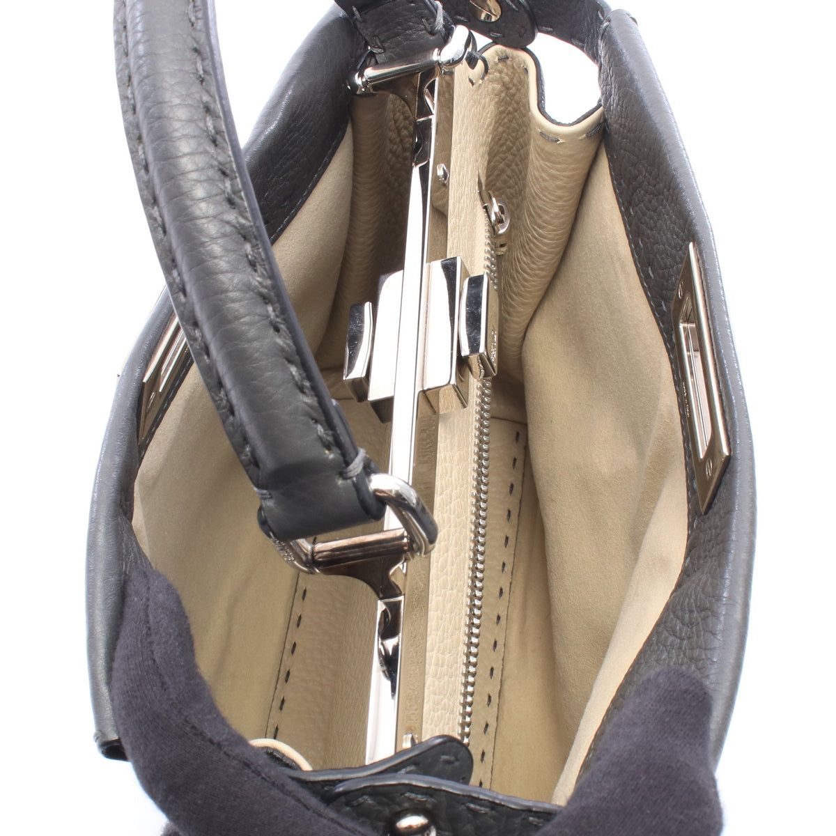 ピーカブー レギュラー セレリア 2WAY ハンドバッグ レザー グレー フェンディ バッグ FENDI
