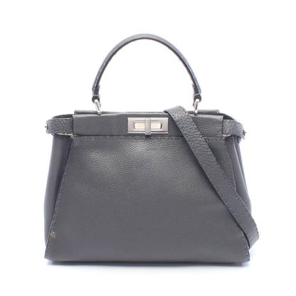 ピーカブー レギュラー セレリア 2WAY ハンドバッグ レザー グレー フェンディ バッグ FENDI