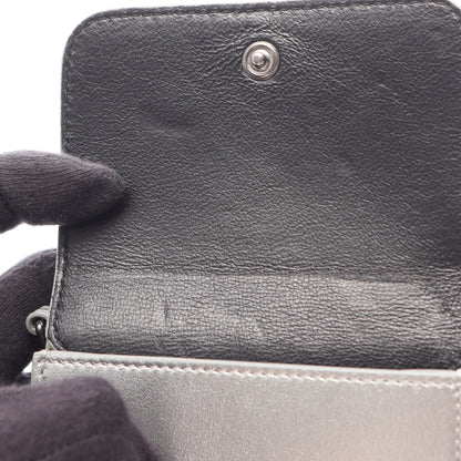 キャッシュ ミニ チェーンウォレット グレインド 三つ折り財布 レザー シルバー バレンシアガ