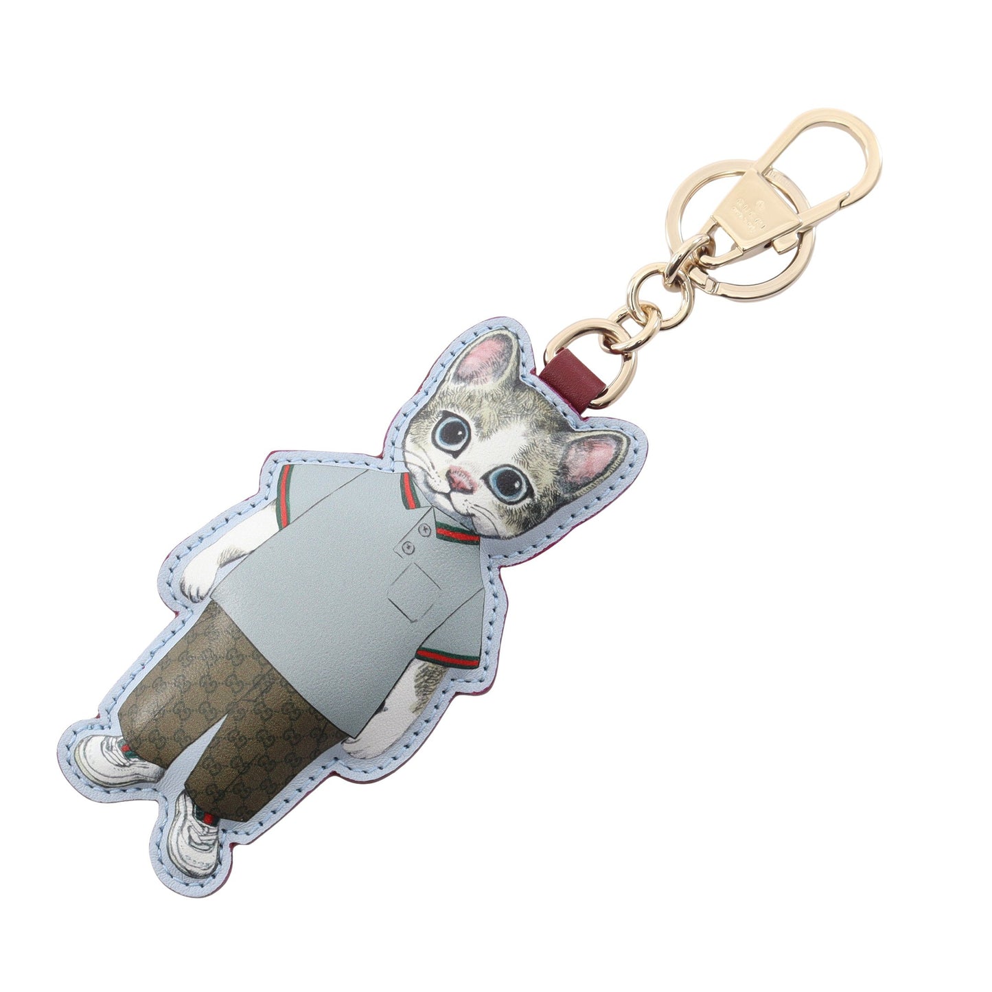 GUCCI × ヒグチユウコ GGスプリーム ボリス キーホルダー バッグチャーム レザー PVC グレーベージュ ブラウン マルチカラー グッチ