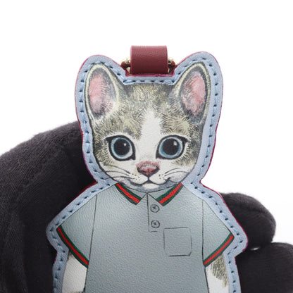 GUCCI × ヒグチユウコ GGスプリーム ボリス キーホルダー バッグチャーム レザー PVC グレーベージュ ブラウン マルチカラー グッチ