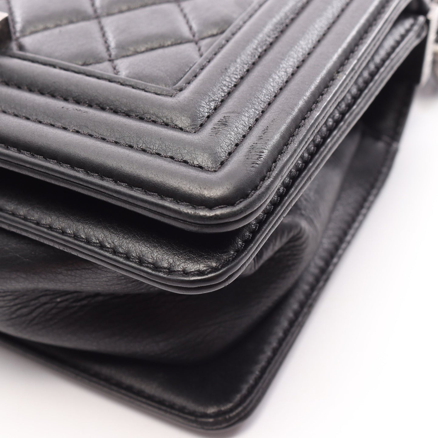 ボーイシャネル スモール チェーンショルダーバッグ レザー ブラック シルバー金具 シャネル
