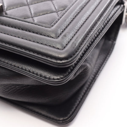 ボーイシャネル スモール チェーンショルダーバッグ レザー ブラック シルバー金具 シャネル