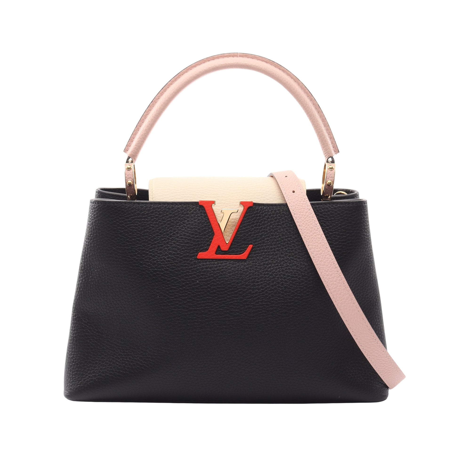 カプシーヌPM ノワール クレーム 2WAY ハンドバッグ トリヨンレザー ブラック ピンク アイボリー ルイヴィトン バッグ LOUIS VUITTON