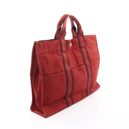 フールトゥMM ハンドバッグ トートバッグ キャンバス レッド シルバー金具 エルメス