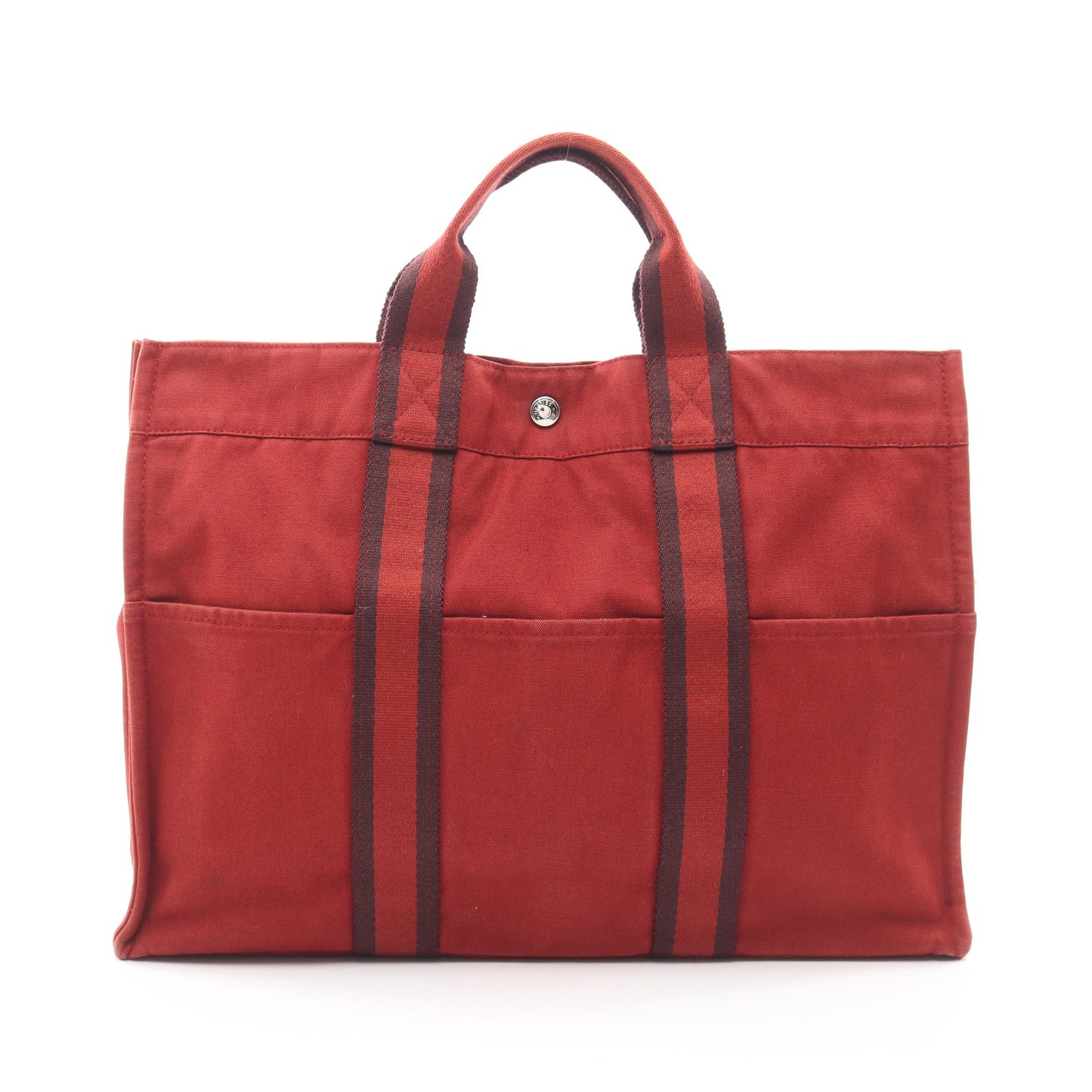 フールトゥMM ハンドバッグ トートバッグ キャンバス レッド シルバー金具 エルメス