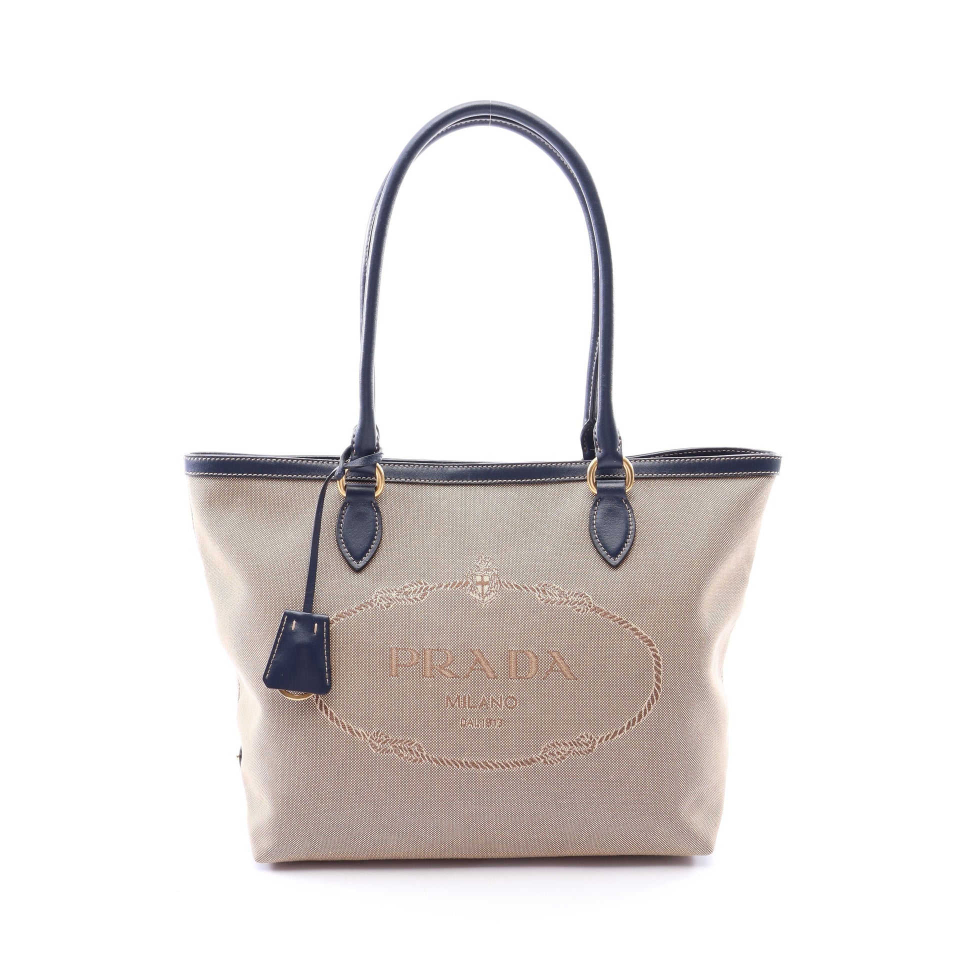 TESSUTO+SOFT CA ショルダーバッグ トートバッグ キャンバス レザー ベージュ ネイビー プラダ バッグ PRADA