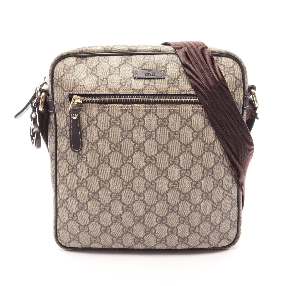 GGスプリーム ショルダーバッグ PVC レザー ベージュ ダークブラウン グッチ バッグ GUCCI