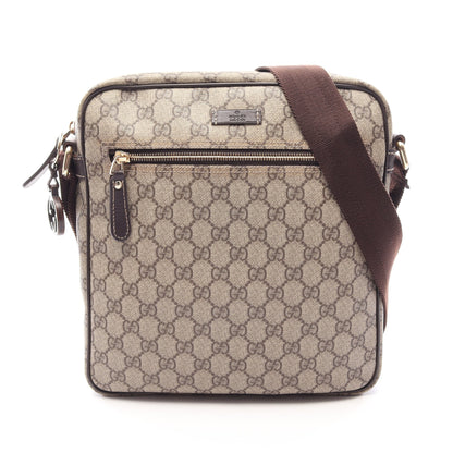 GGスプリーム ショルダーバッグ PVC レザー ベージュ ダークブラウン グッチ バッグ GUCCI
