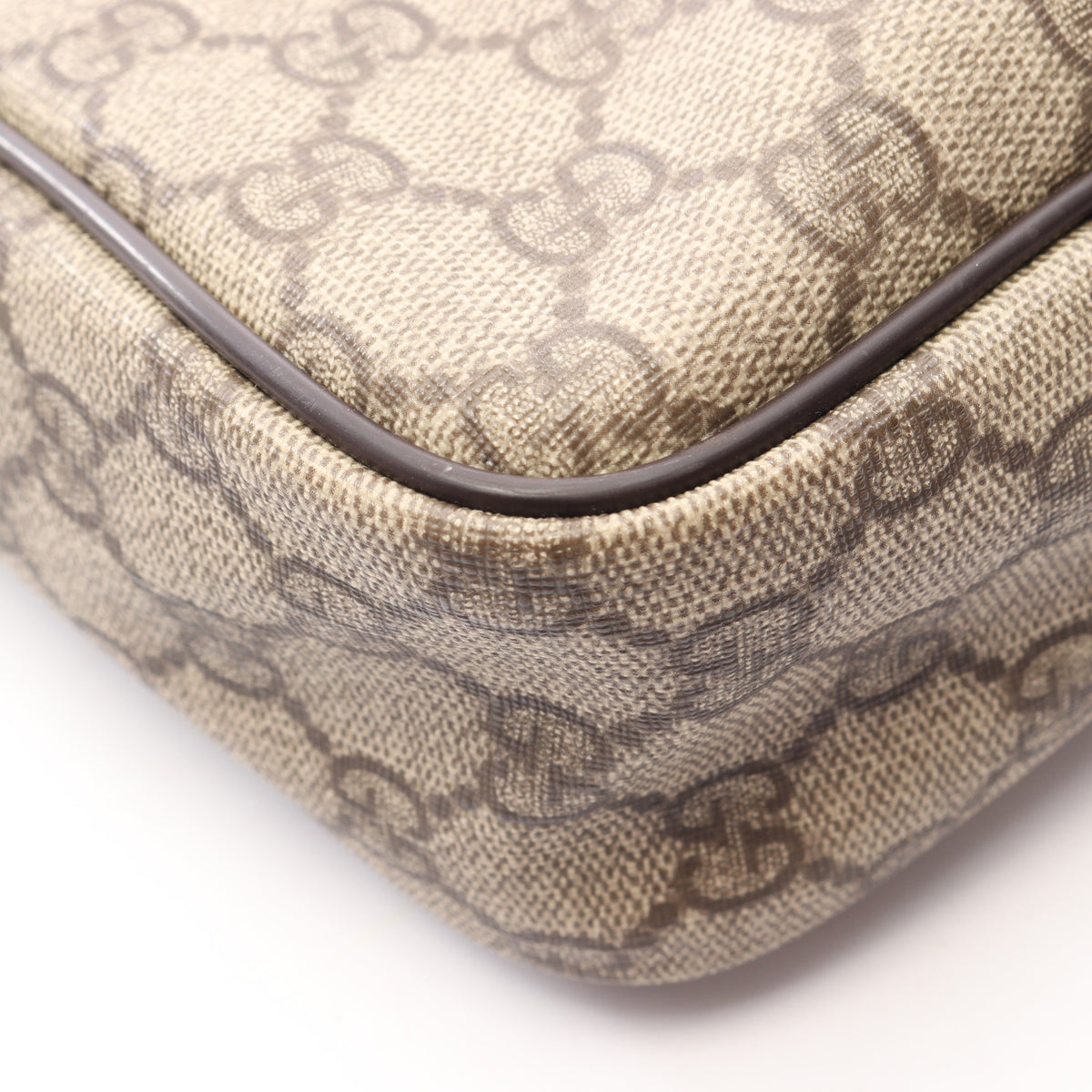 GGスプリーム ショルダーバッグ PVC レザー ベージュ ダークブラウン グッチ バッグ GUCCI