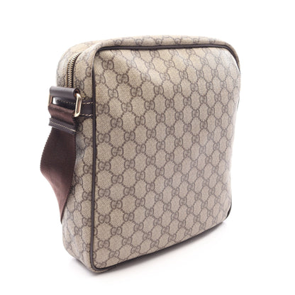 GGスプリーム ショルダーバッグ PVC レザー ベージュ ダークブラウン グッチ バッグ GUCCI