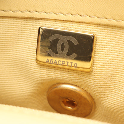 マトラッセ ミニ チェーンショルダーバッグ レザー イエロー ゴールド金具 シャネル バッグ CHANEL