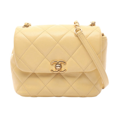 マトラッセ ミニ チェーンショルダーバッグ レザー イエロー ゴールド金具 シャネル バッグ CHANEL