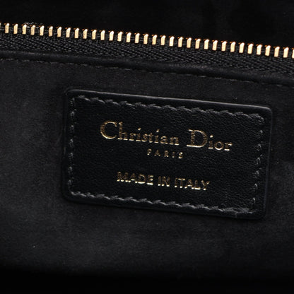 LADY DIOR レディディオール ハンドバッグ ツイード レザー ブラック ホワイト クリスチャンディオール