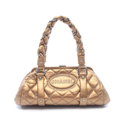 マトラッセ がま口 ハンドバッグ レザー ブロンズ シルバー金具 シャネル バッグ CHANEL