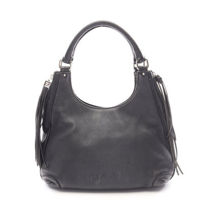 ロゴ ハンドバッグ レザー ブラック シルバー金具 シャネル バッグ CHANEL