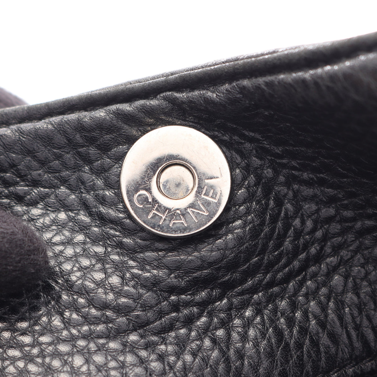 ロゴ ハンドバッグ レザー ブラック シルバー金具 シャネル バッグ CHANEL