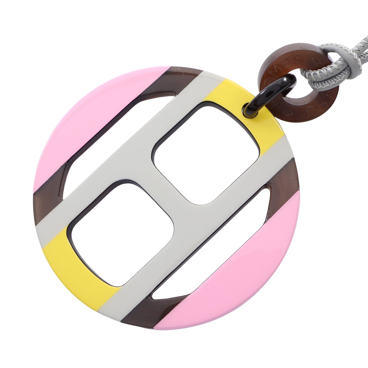 Hエキップ ネックレス バッファローホーン ラッカー グレー イエロー ピンク エルメス
