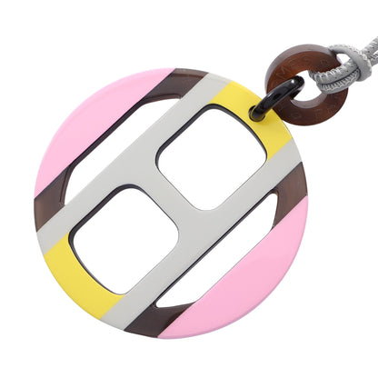 Hエキップ ネックレス バッファローホーン ラッカー グレー イエロー ピンク エルメス