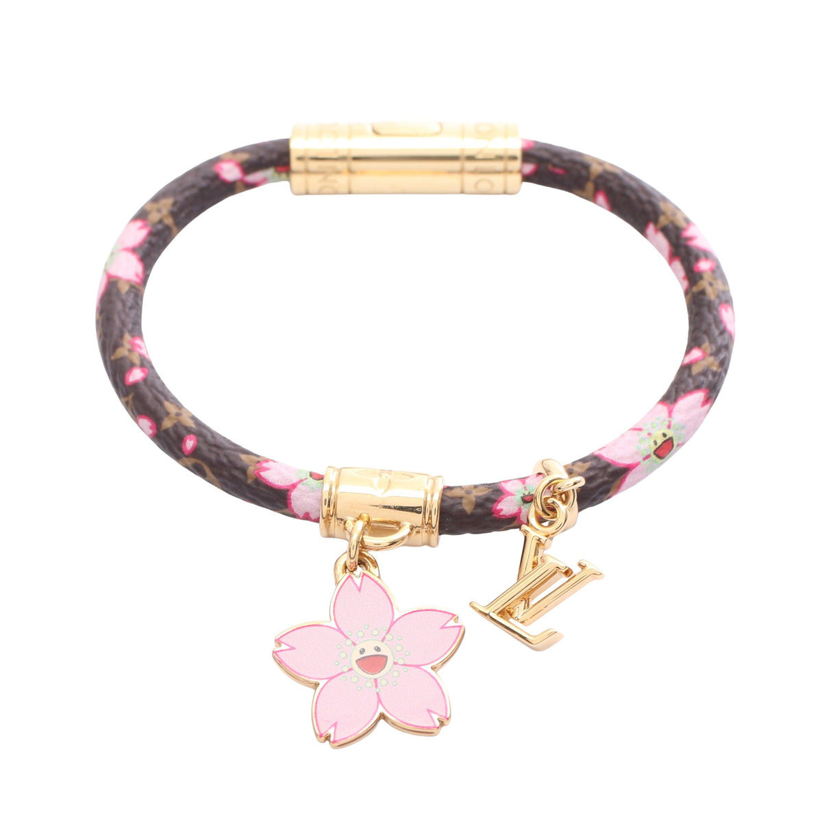 LV × TM ブレスレット チェリーブロッサム モノグラム ブレスレット GP PVC ブラウン ゴールド ピンク ルイヴィトン