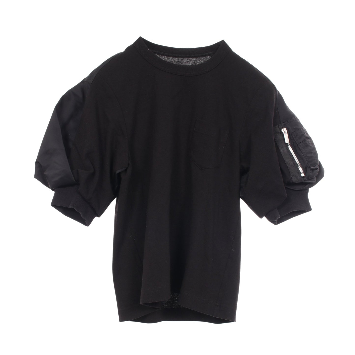 ドッキング ポケット付き 半袖Tシャツ コットン ナイロン ブラック サカイ