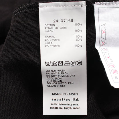 ドッキング ポケット付き 半袖Tシャツ コットン ナイロン ブラック サカイ