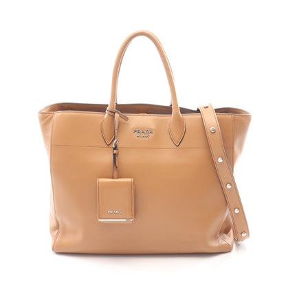 CTIY CALF 2WAY ハンドバッグ トートバッグ レザー ライトブラウン プラダ
