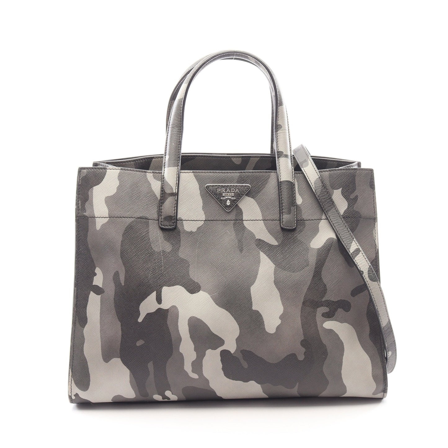 SAFFIANO SOFT 2WAY ハンドバッグ サフィアーノレザー グレー マルチカラー プラダ
