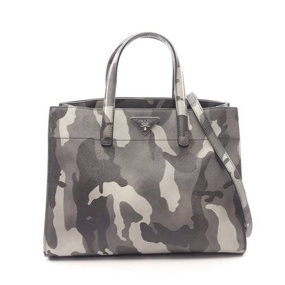 SAFFIANO SOFT 2WAY ハンドバッグ サフィアーノレザー グレー マルチカラー プラダ